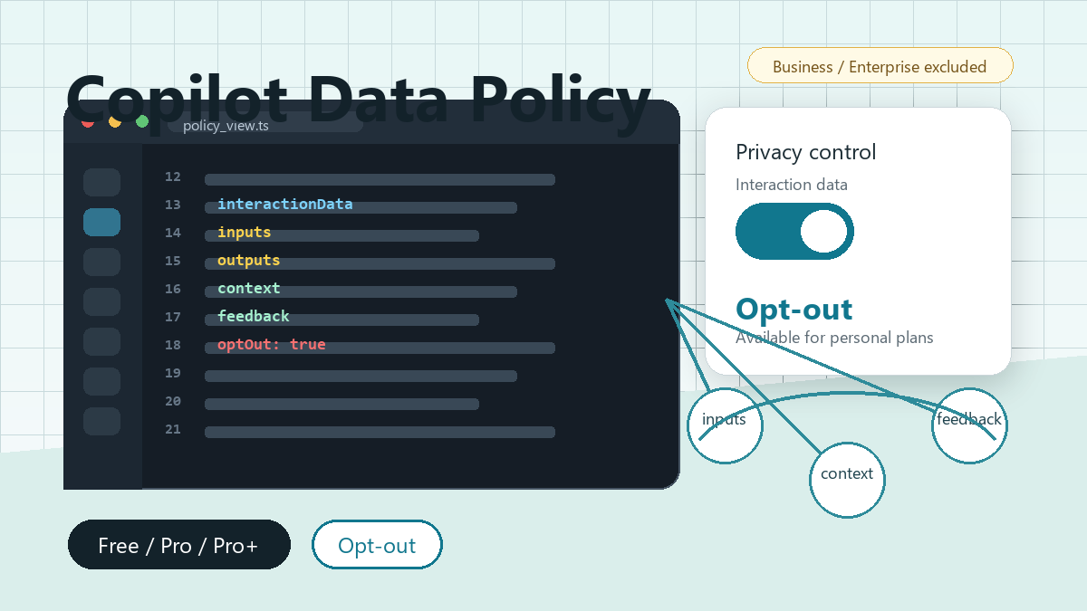 GitHub Copilot 데이터 정책 변경: 2026년 4월 24일부터 개인 플랜 사용자가 확인할 것 cover image
