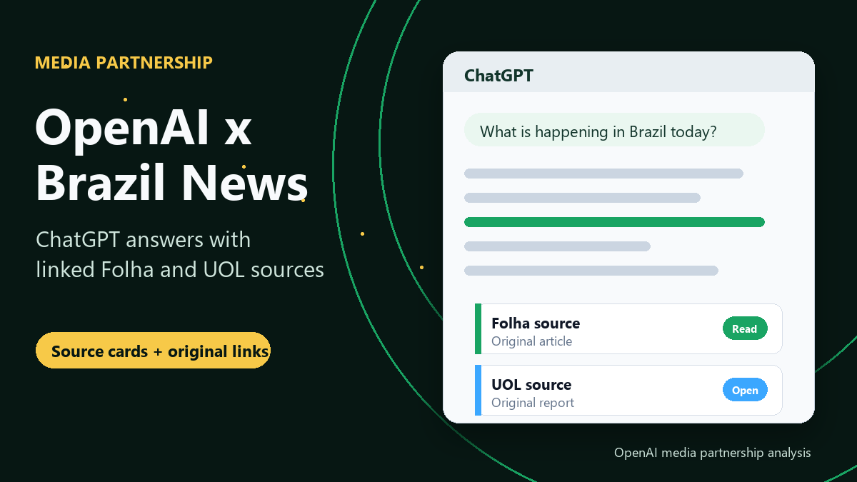 OpenAI 브라질 미디어 파트너십, ChatGPT 뉴스 답변의 핵심은 출처 표시였다 cover image