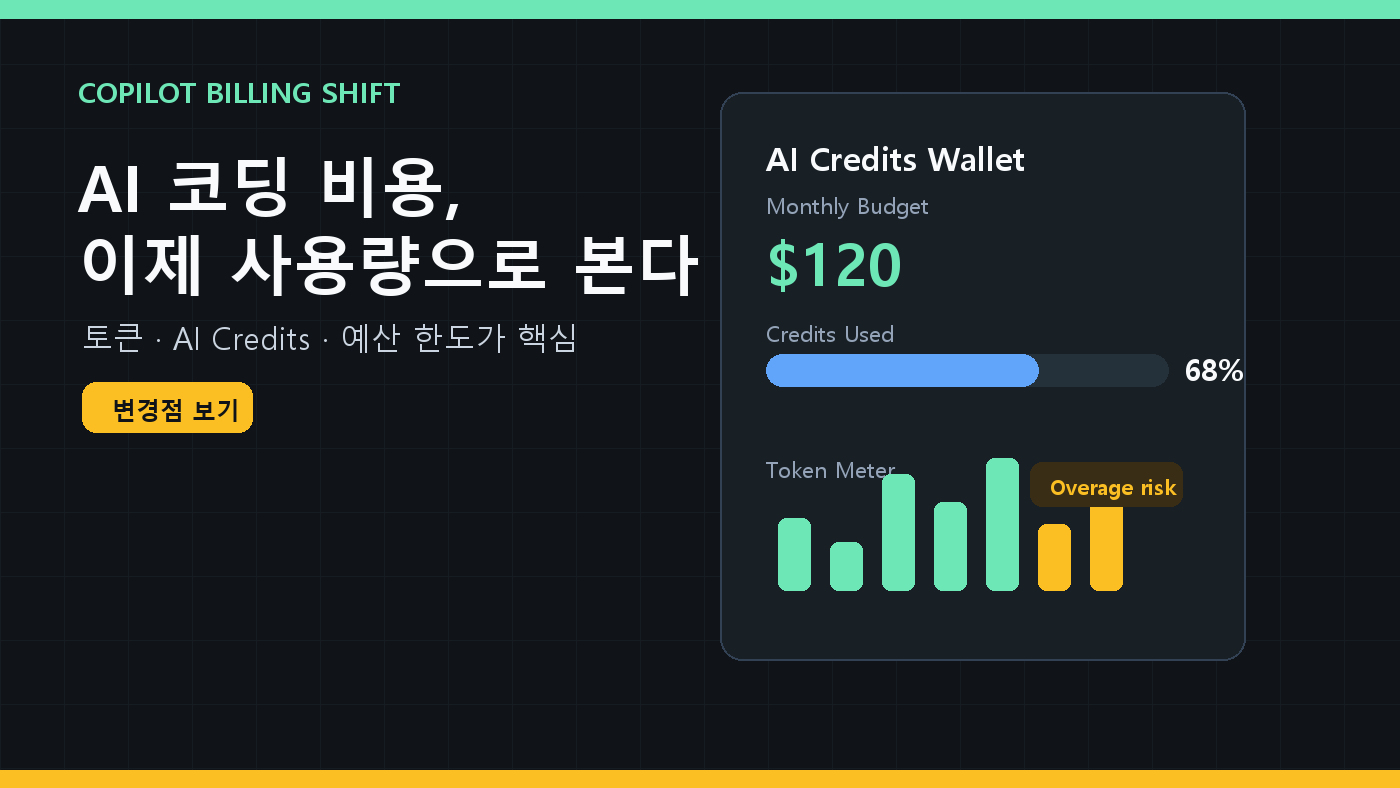 GitHub Copilot 과금 전환: AI Credits와 토큰 사용량을 봐야 한다 cover image